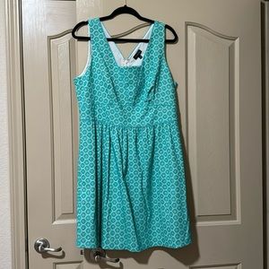 The Limited teal and white fit and flare dress